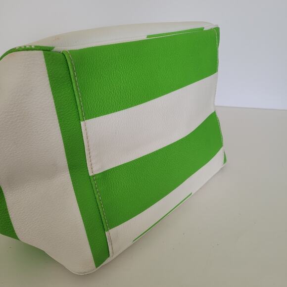 Kate Spade Tote Purse White Lime Green Stripped Saffiano Leather Shoulder Bag - Picture 5 of 13